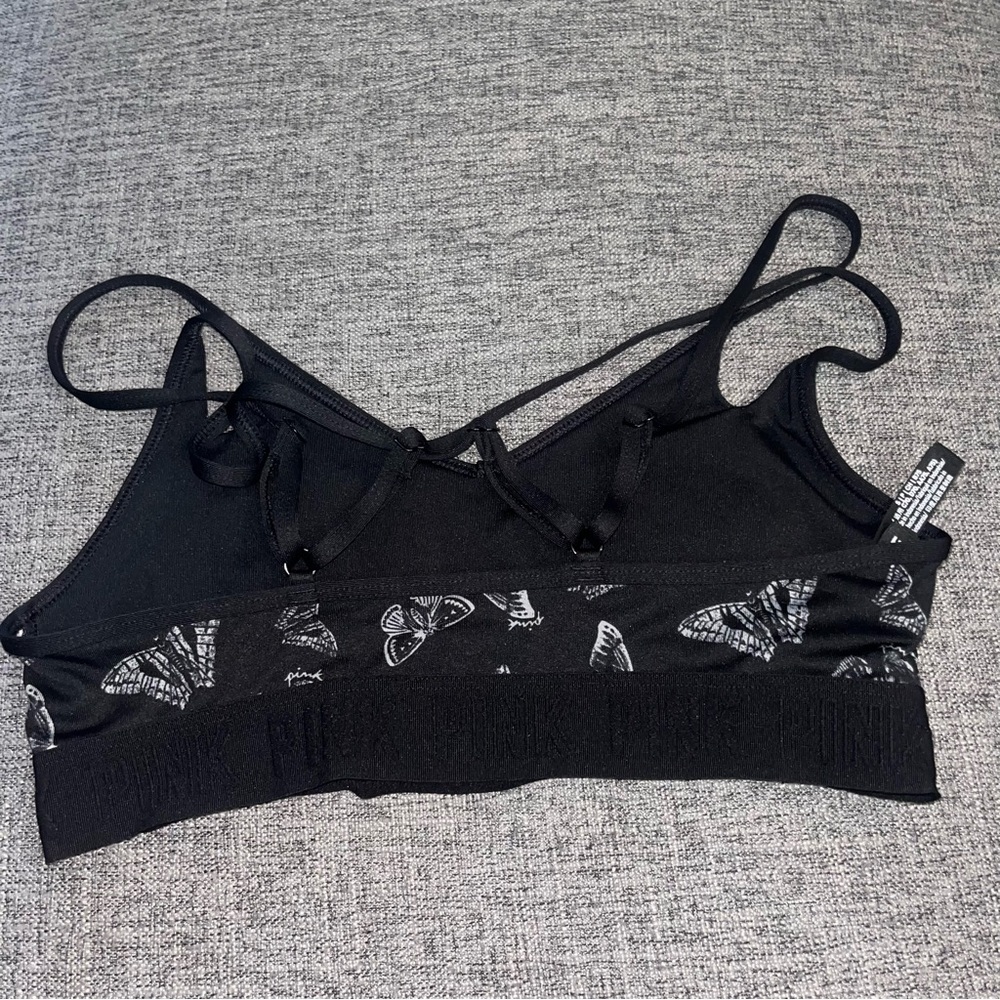 Victoria’s Secret Pink Black Butterfly Sports Bra Size Small - Picture 4 of 5